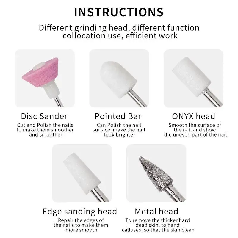 5-in-1 Electric Manicure Set Manicure Nail Drill File Grinder Grooming Kit Callus Remover Set | Nail Buffer And Polisher | Personal Manicure
