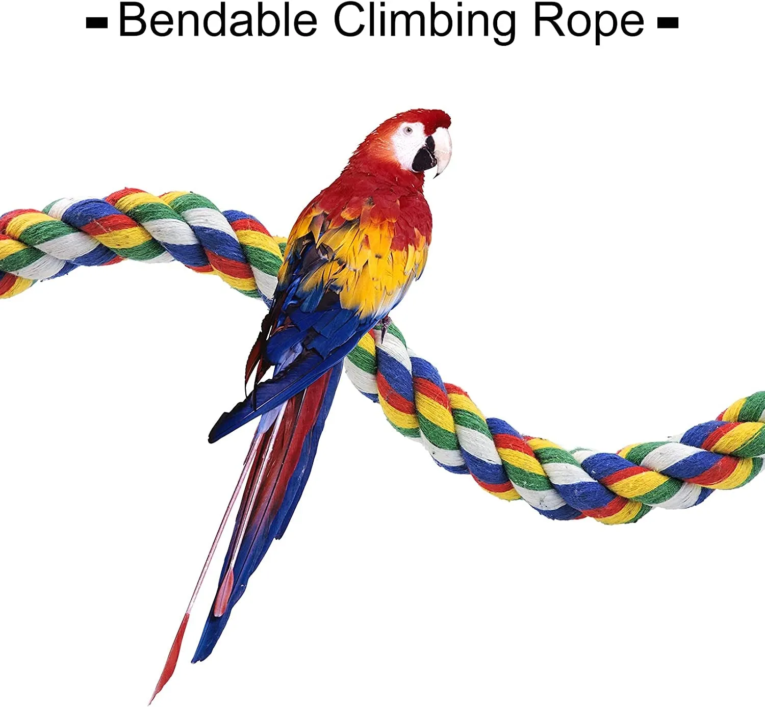 Bird Perches, Parrot Colorful Climbing Rope Swing Toys Parrot Stand with Bell and Hanging Clip for Parrots, Budgies, Macaws, Parakeets, and Other Small Birds. (50Cm)