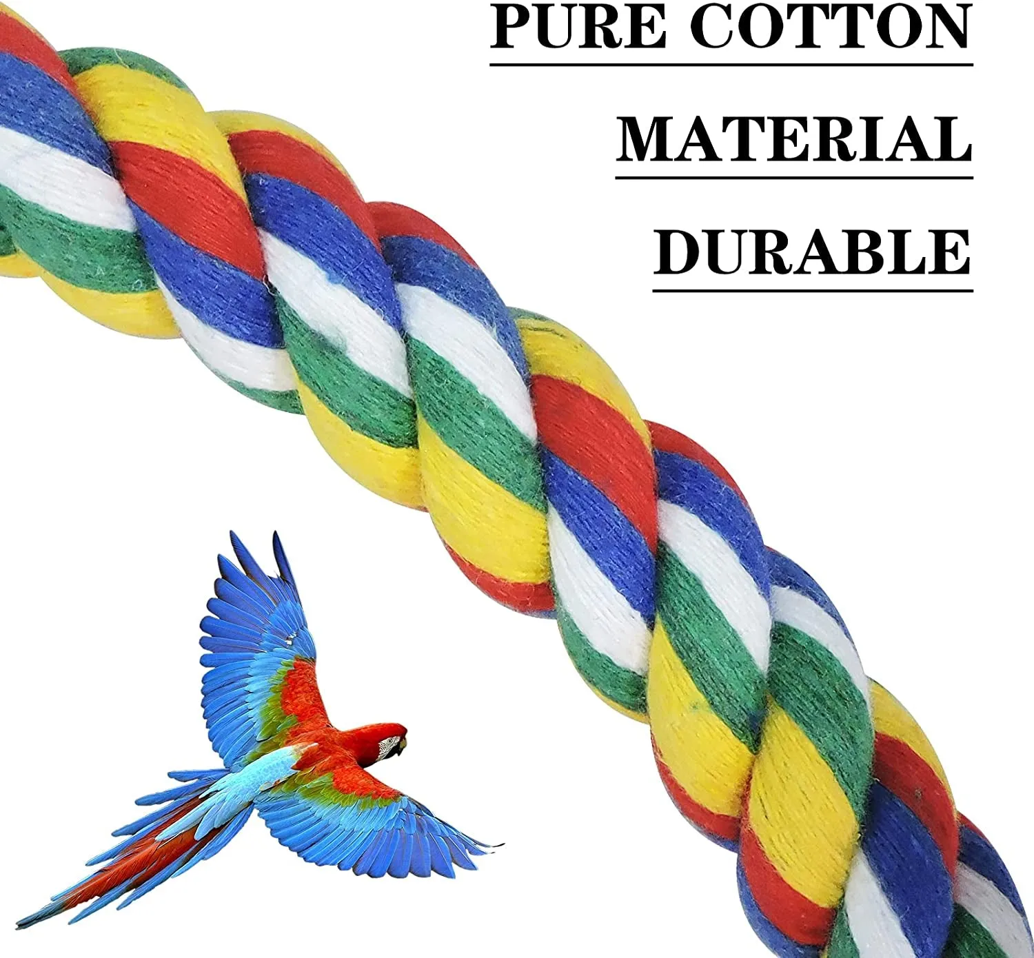 Bird Perches, Parrot Colorful Climbing Rope Swing Toys Parrot Stand with Bell and Hanging Clip for Parrots, Budgies, Macaws, Parakeets, and Other Small Birds. (50Cm)