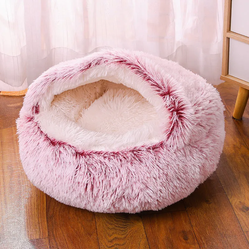 Calming Plush Semi-Enclosed Pet Nest Pita Bed For Dogs