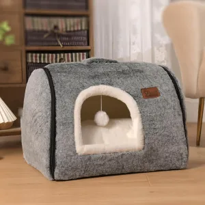 cat Bed cave-cat beds for Indoor Cats,Soft and Comfortable Cute cat Bedcat House,with Removable Washable Cushioned Pillow,Enclosed cat Bed,Kitty cat hutHideaway,Small large Dog Tent (Dark Grey)