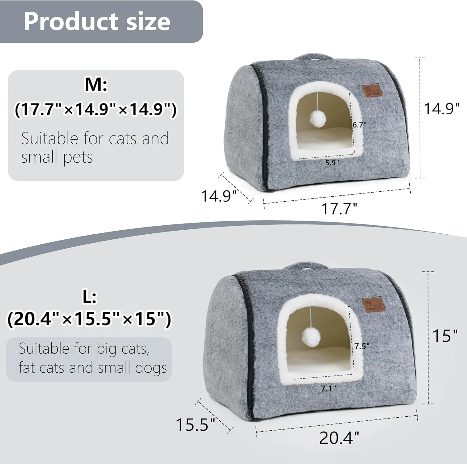 cat Bed cave-cat beds for Indoor Cats,Soft and Comfortable Cute cat Bedcat House,with Removable Washable Cushioned Pillow,Enclosed cat Bed,Kitty cat hutHideaway,Small large Dog Tent (Dark Grey)