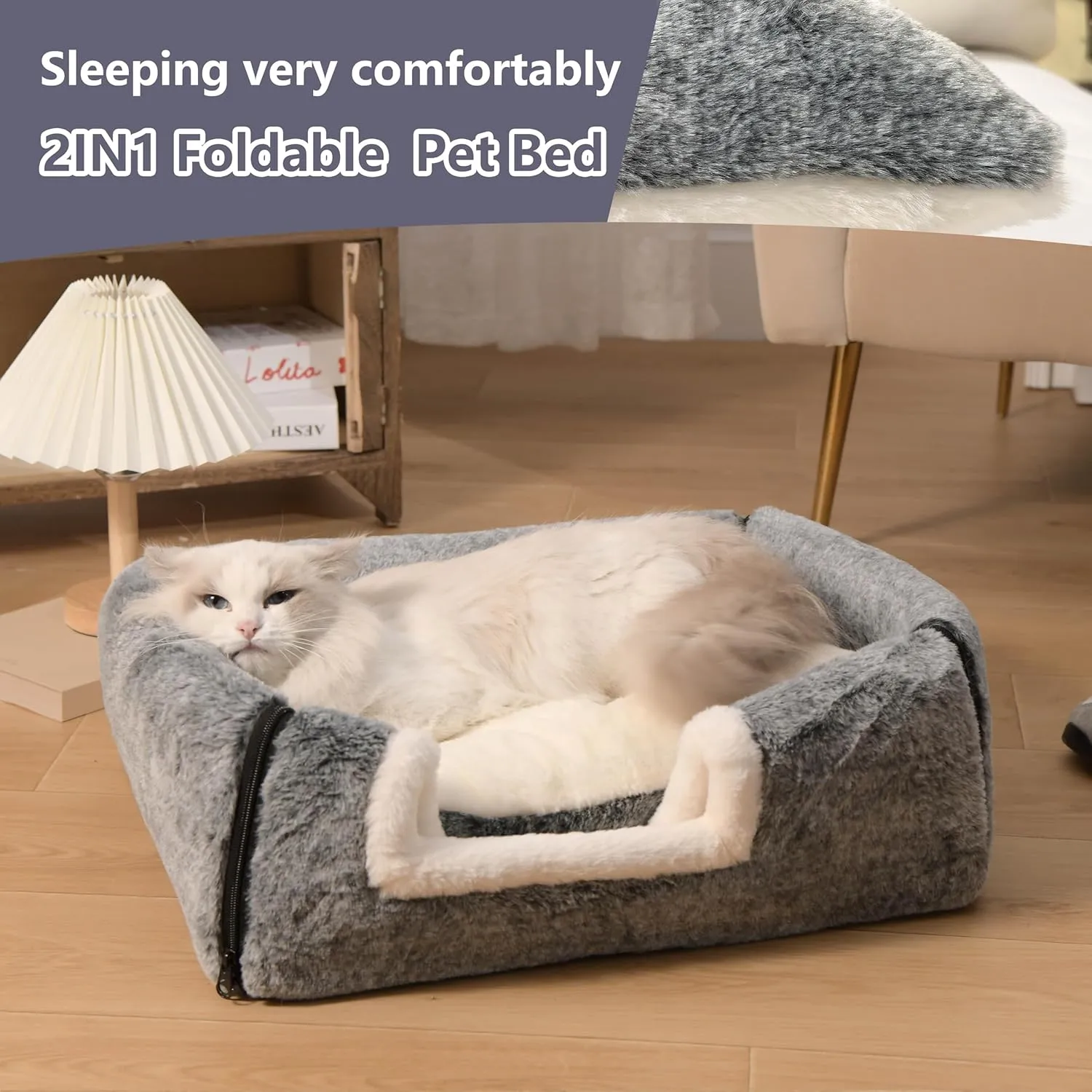 cat Bed cave-cat beds for Indoor Cats,Soft and Comfortable Cute cat Bedcat House,with Removable Washable Cushioned Pillow,Enclosed cat Bed,Kitty cat hutHideaway,Small large Dog Tent (Dark Grey)
