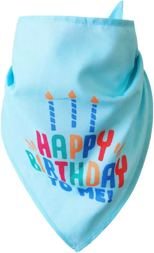 Cat Happy Birthday Cake Hat & Bandana Scarfs Set with Colorful Candles Blue, Cat Birthday Party Supplies Decorations