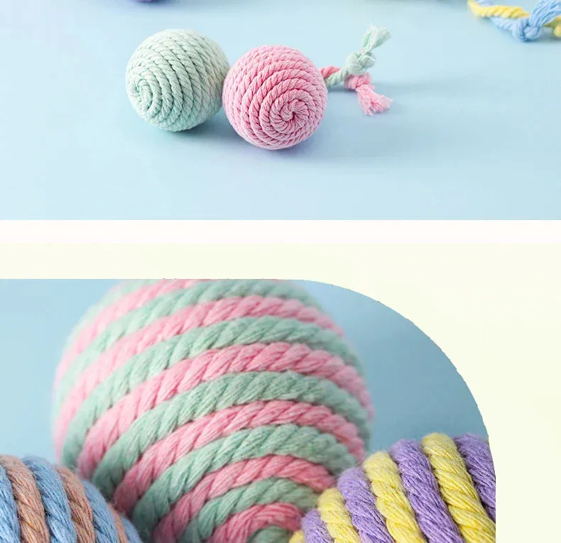 Colorful Cotton Rope Ball Toy for Cats and Dogs
