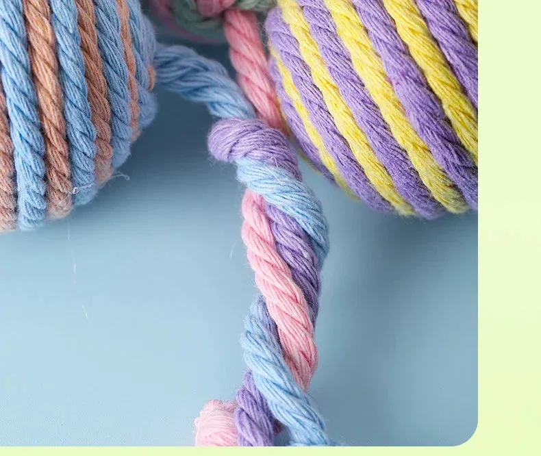 Colorful Cotton Rope Ball Toy for Cats and Dogs