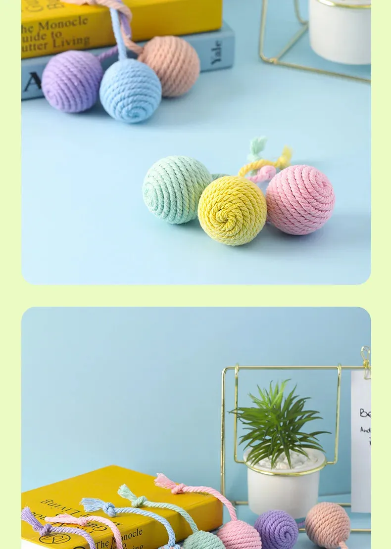 Colorful Cotton Rope Ball Toy for Cats and Dogs