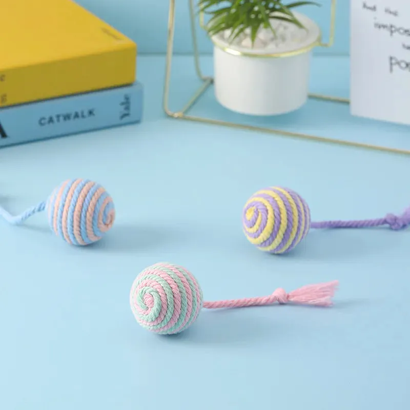 Colorful Cotton Rope Ball Toy for Cats and Dogs