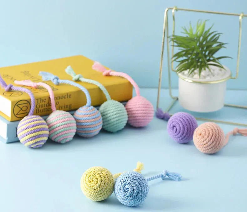 Colorful Cotton Rope Ball Toy for Cats and Dogs