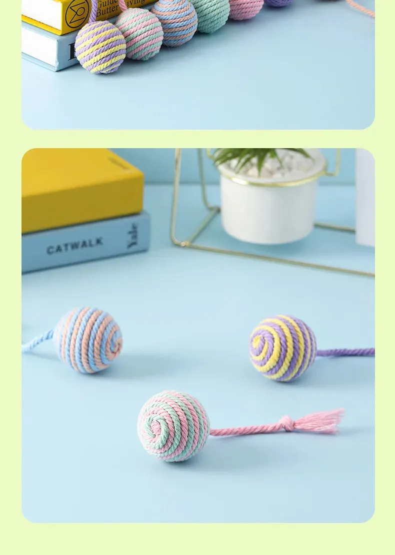 Colorful Cotton Rope Ball Toy for Cats and Dogs