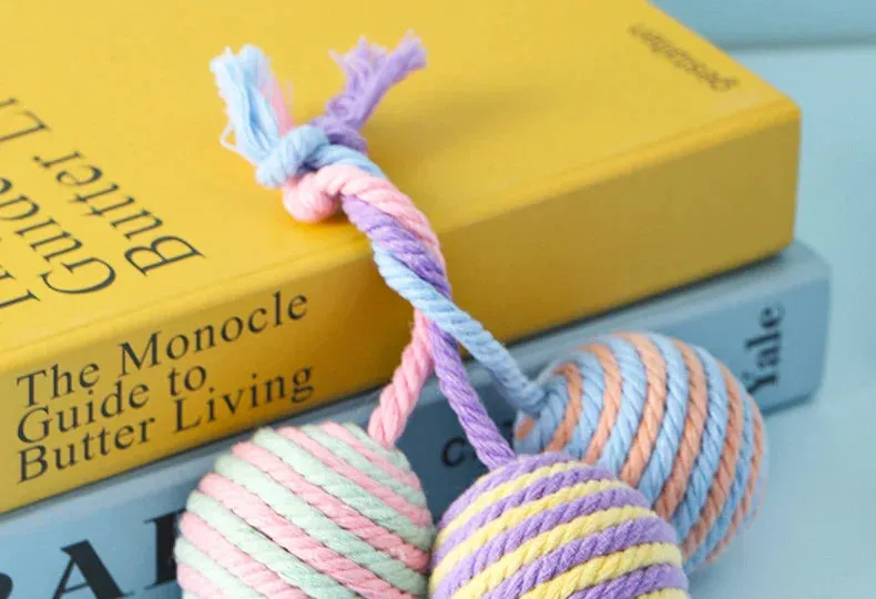 Colorful Cotton Rope Ball Toy for Cats and Dogs