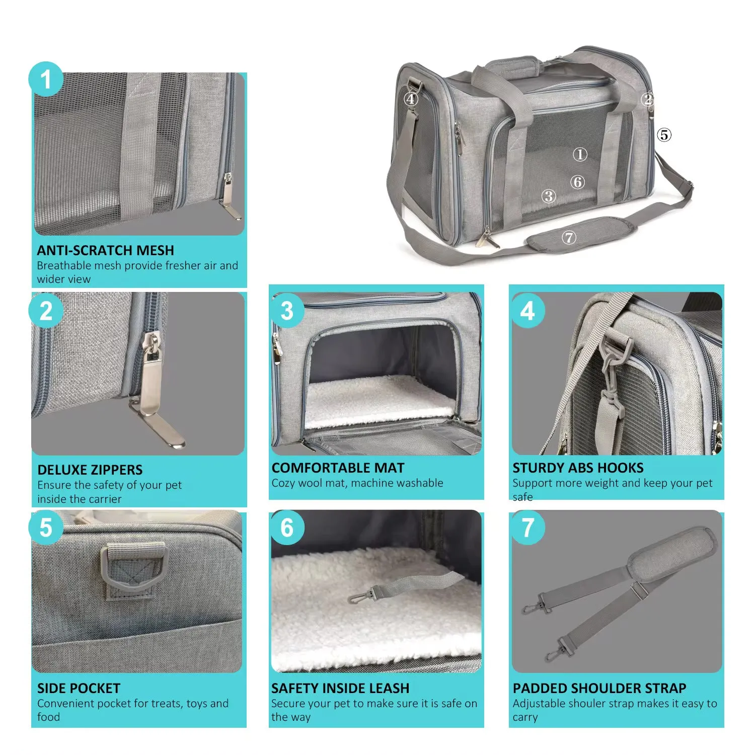 Deluxe Pet Carrier Bag for Cats and Dogs