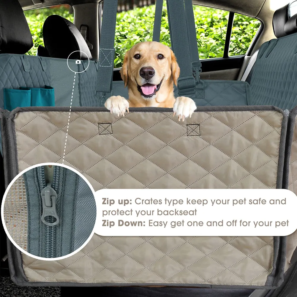 Dog Car Seat Cover View Mesh Waterproof Pet Carrier Car Rear Back Seat Mat Hammock Cushion Protector With Zipper And Pockets