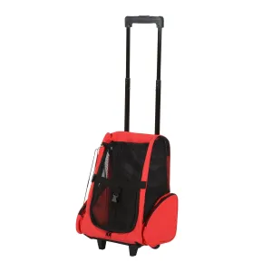 Dog Carrier Bag Travel Backpack Bag Cat Carrier Dog BagWith Trolley and Telescopic Handle 42 x 25 x 55 cm Red