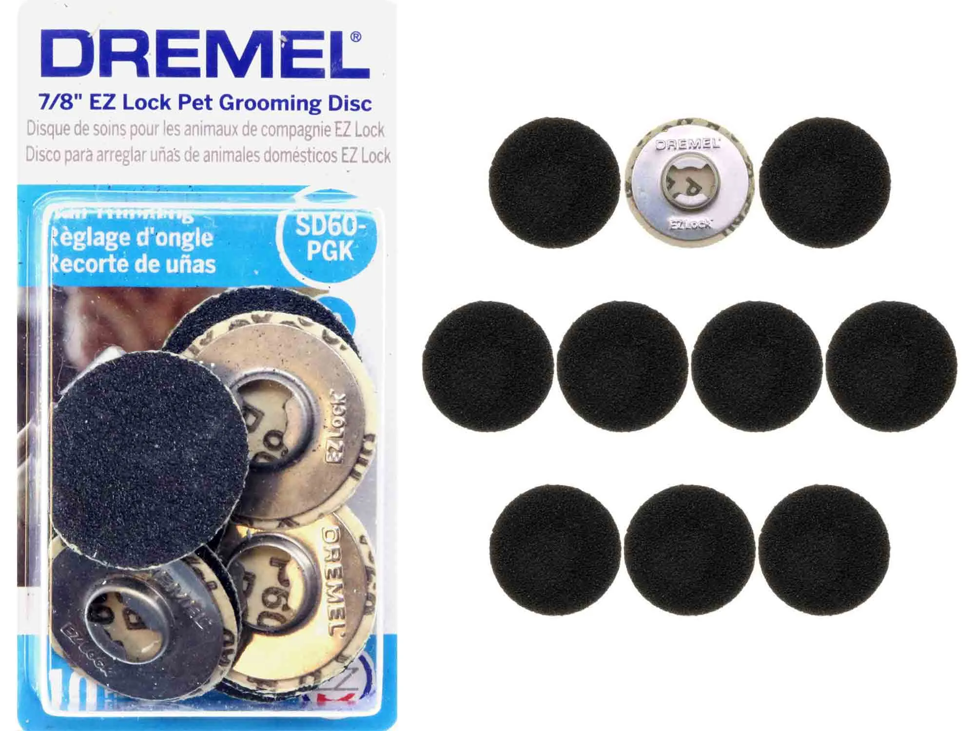 Dremel SD60-PGA EZ Lock Pet Nail Trimming Discs - 60 Grit - 10pc