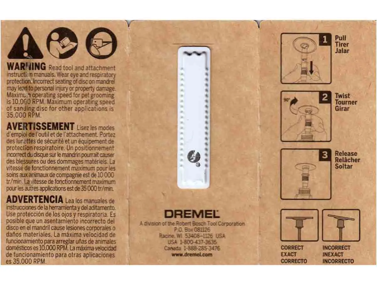 Dremel SD60-PGA EZ Lock Pet Nail Trimming Discs - 60 Grit - 10pc