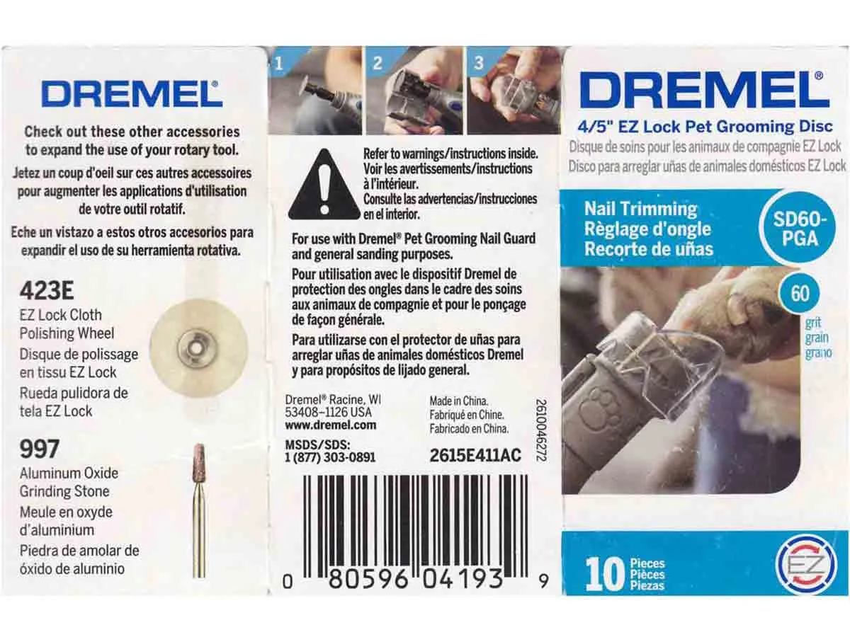 Dremel SD60-PGA EZ Lock Pet Nail Trimming Discs - 60 Grit - 10pc
