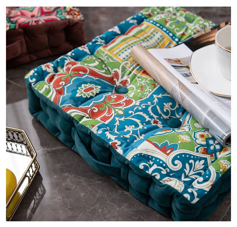 Dutch Velvet Printed Thick Butt Cushion Portable Outdoor Cushions Square Fat Floor Pillow