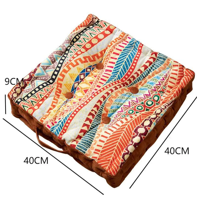 Dutch Velvet Printed Thick Butt Cushion Portable Outdoor Cushions Square Fat Floor Pillow