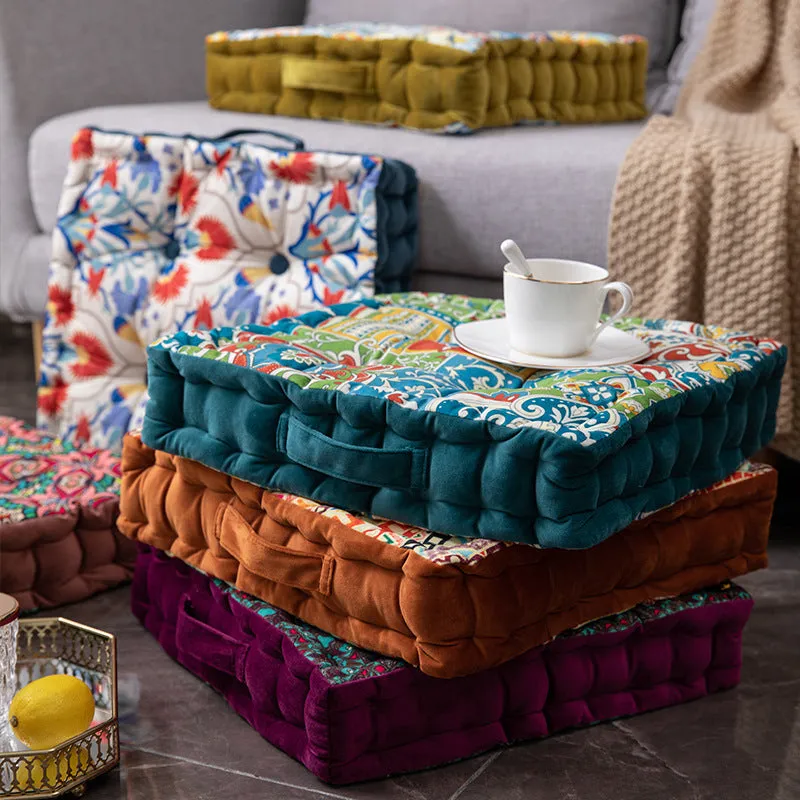 Dutch Velvet Printed Thick Butt Cushion Portable Outdoor Cushions Square Fat Floor Pillow