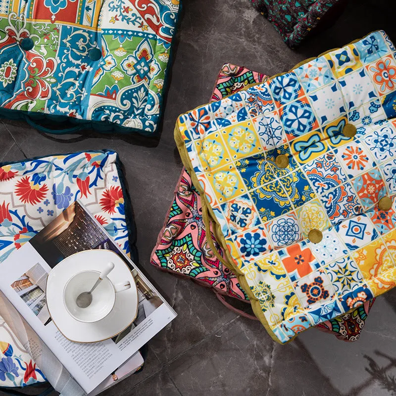 Dutch Velvet Printed Thick Butt Cushion Portable Outdoor Cushions Square Fat Floor Pillow