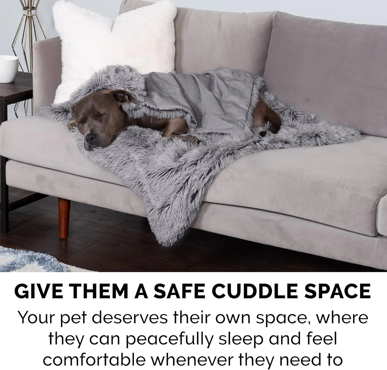 Furhaven Waterproof Throw Blanket for Dogs & Indoor Cats, Washable - Shaggy Plush Calming Long Faux Fur & Velvet Dog Blanket - Gray, Extra Large/XL