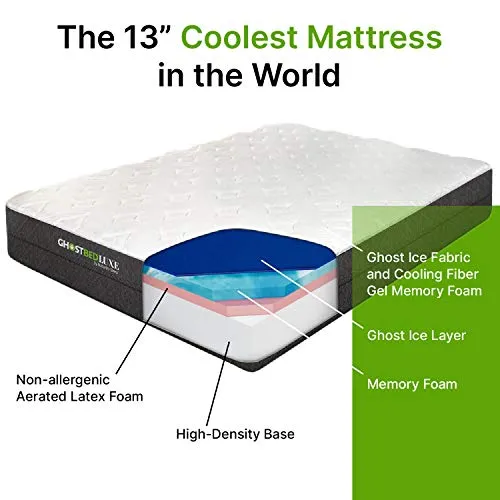 GhostBed Luxe 13 Inch Cool Gel Memory Foam Mattress - Cooling Technology & Comforting Pressure Relief, California King