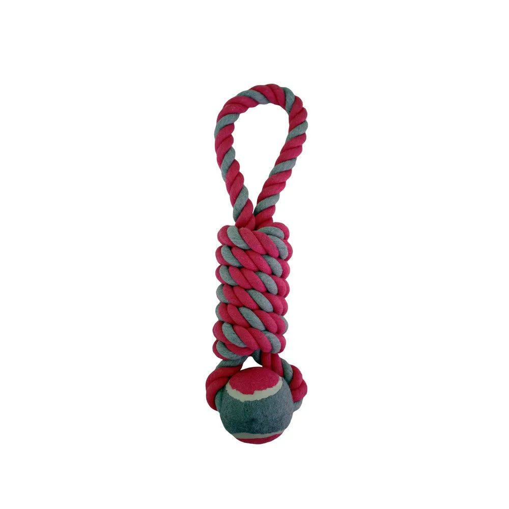 Happy Pet Tennis Ball Coil Tugger Rope Dog Toy 4.5in