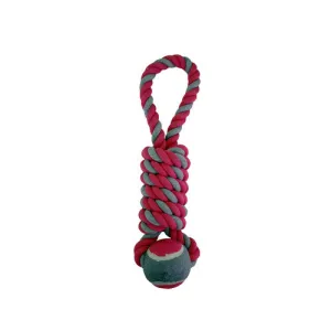 Happy Pet Tennis Ball Coil Tugger Rope Dog Toy 4.5in