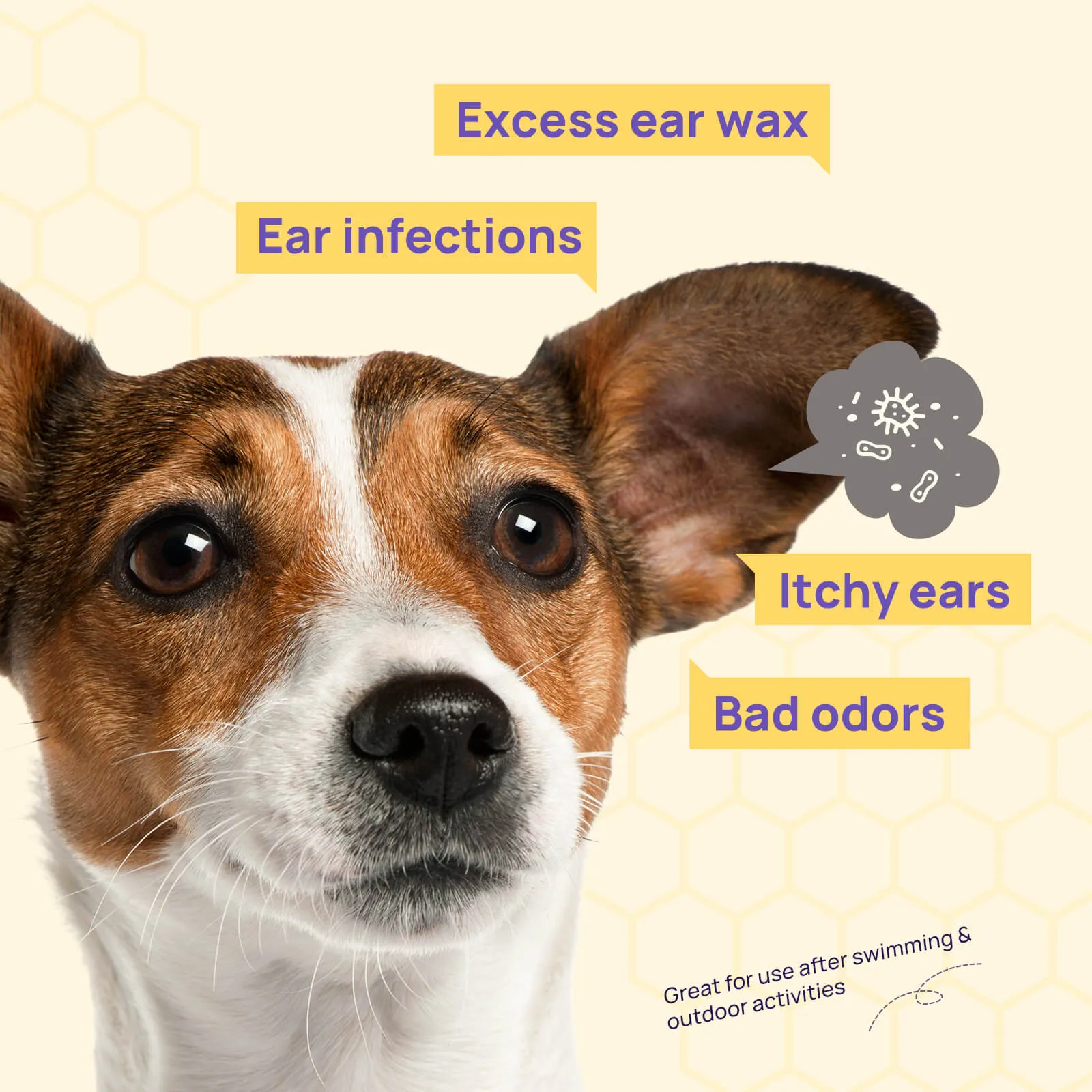 HICC Pet® Pet Ear Relief Finger Wipes For Dogs, Unscented, 50 Pcs