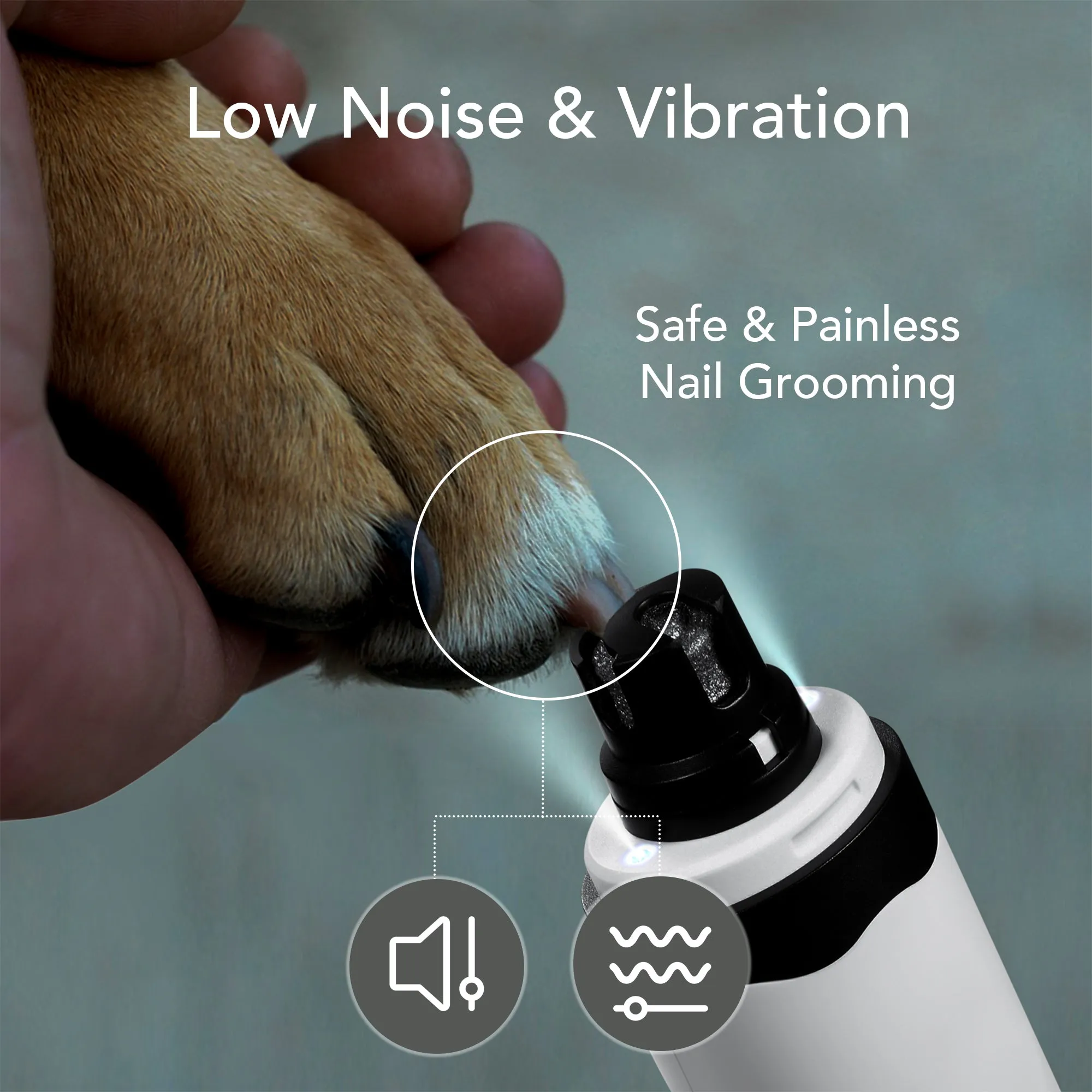 HOM Electric Dog & Cat Nail Grinder - 2-Speed Rechargeable Nail Kit with Extra Grinder Head - Suitable for Small to Large Pet Nails