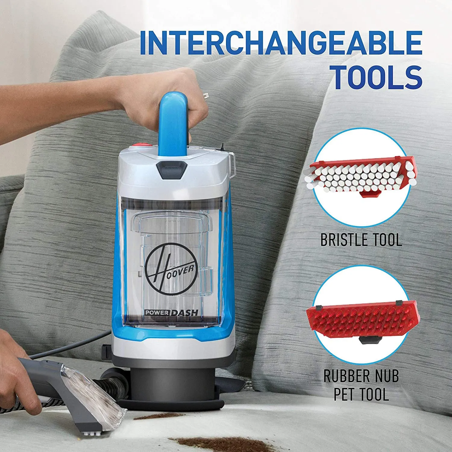 Hoover PowerDash GO Pet  Portable Spot Cleaner, Stain Remover for Pets, Stairs and Home, Blue