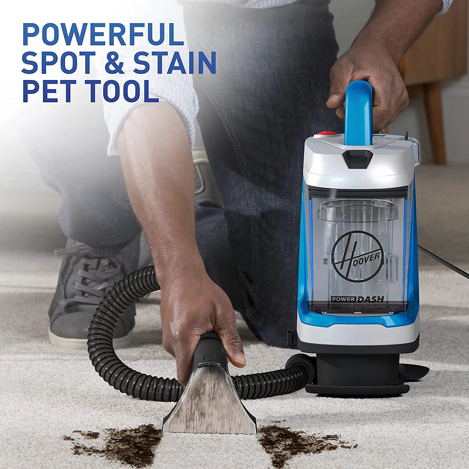Hoover PowerDash GO Pet  Portable Spot Cleaner, Stain Remover for Pets, Stairs and Home, Blue