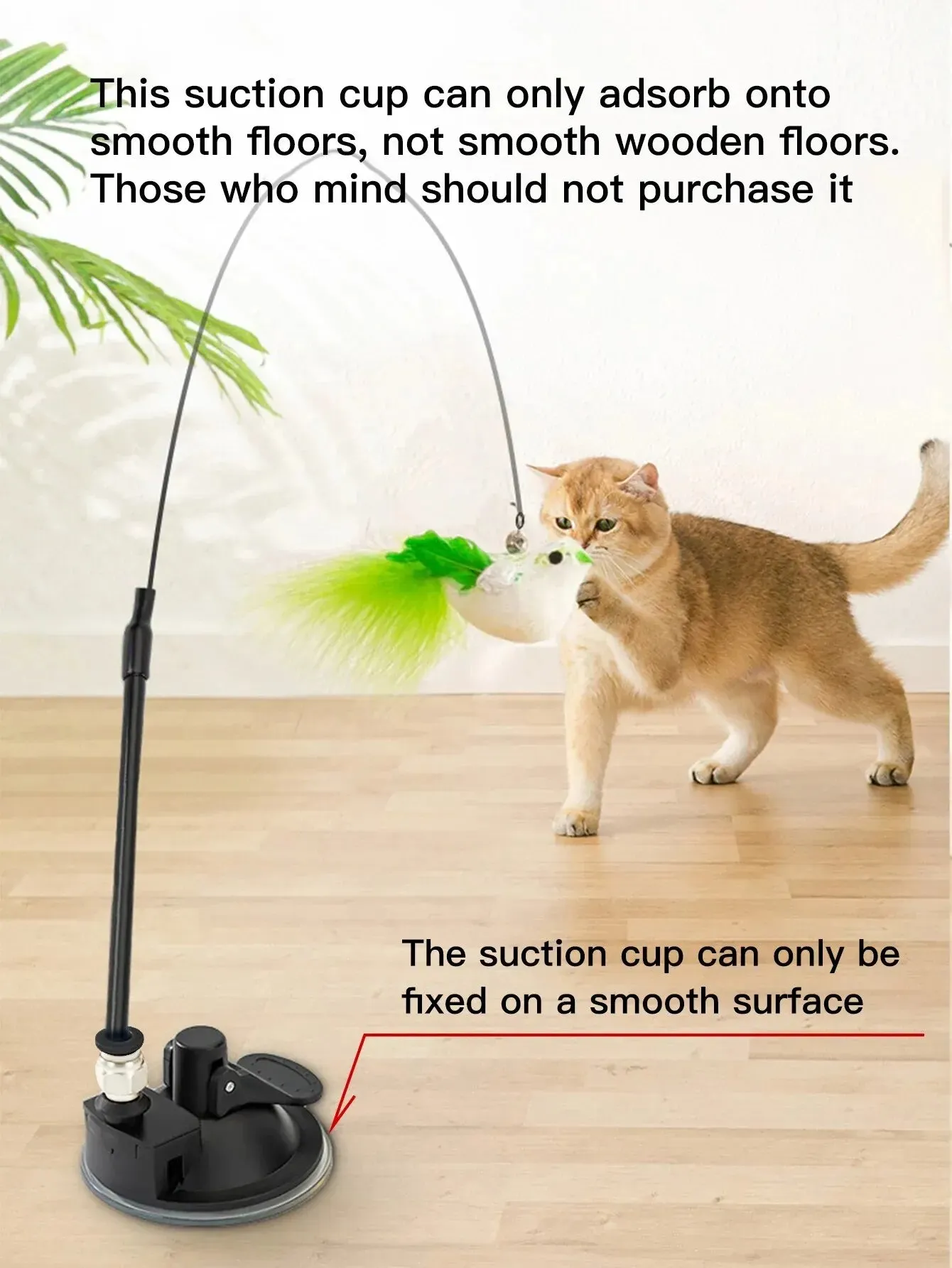 Interactive Cat Toy with Suction Cup, Feather, and Bell