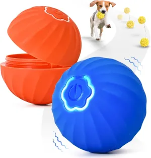 Interactive Dog Toy, Smart Dog Ball 2.4 inch Moving & Bouncing Ball for Small/Medium/Large Dogs, Come with Orange Replacement Shell and Plush Cover, Durable Motion Activated Automatic Toy