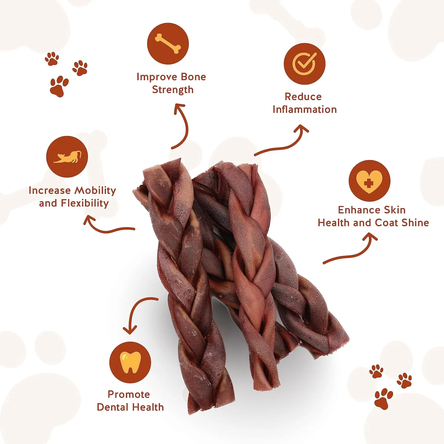 Jack&Pup 6" Braided Beef Collagen Sticks for Dogs - Rawhide Free Dog Chews Long Lasting Collagen Chews for Dogs - Bully Sticks Alternative (8 Pack)