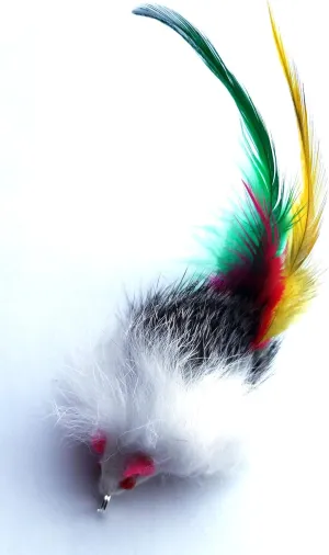 Kats'N Us Cat Wand Refill - Real Rabbit Fur Mouse with Feather Tail