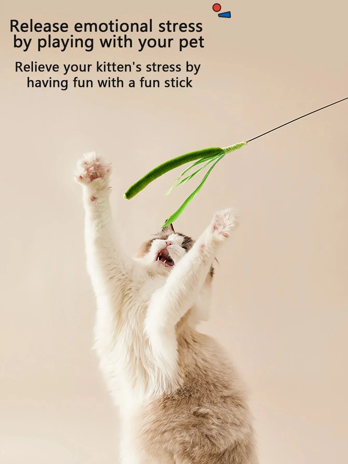 Kimpets Long Pole Feather Teaser Toy for Cats