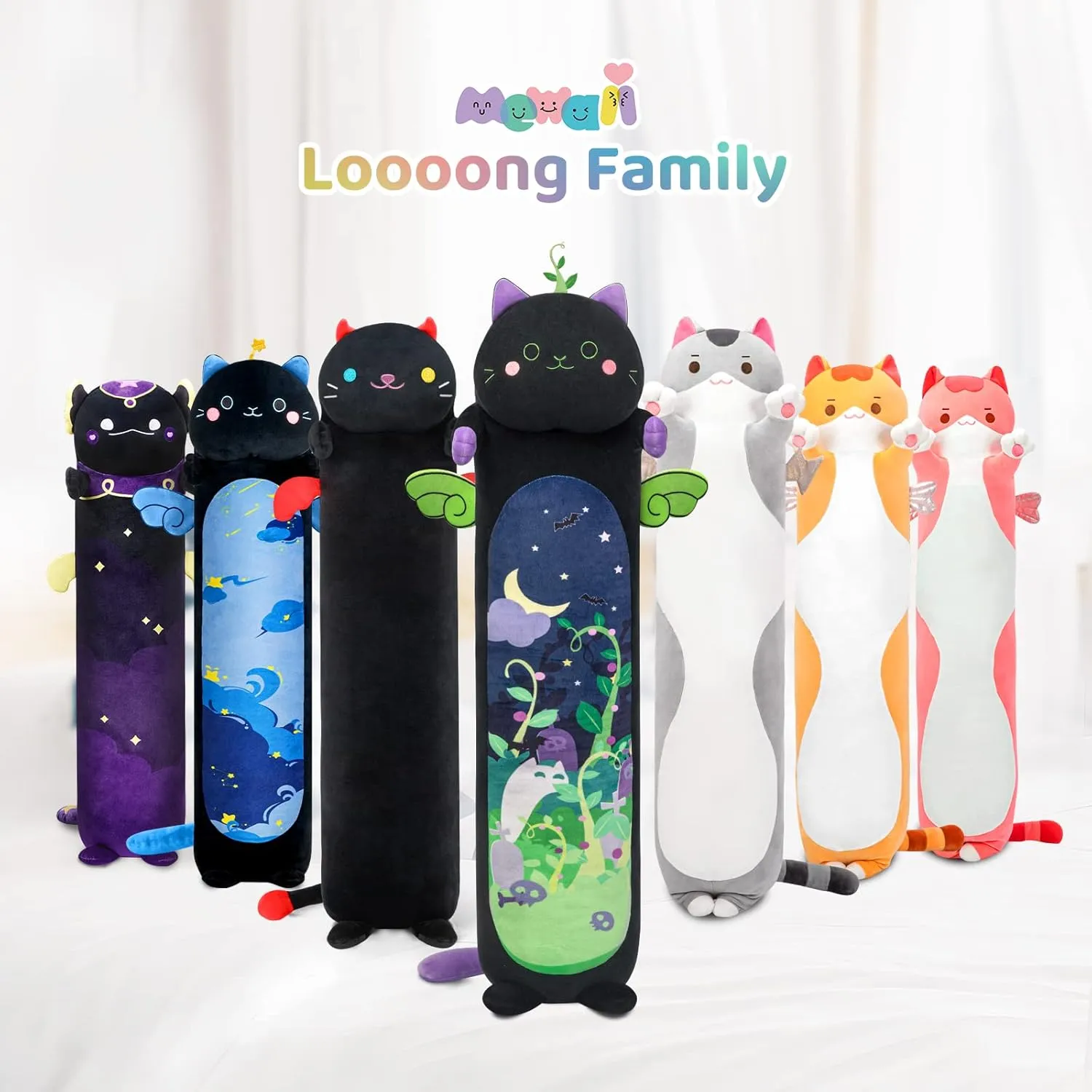 Long Cat Plush 5 Sizes, 120% Extra Filling Giant Plushness Kids Body Pillow, Kawaii Cute Grey Cat Stuffed Animals Plushies, Big Long Body Pillow Cat Plush Gift for Girls 20