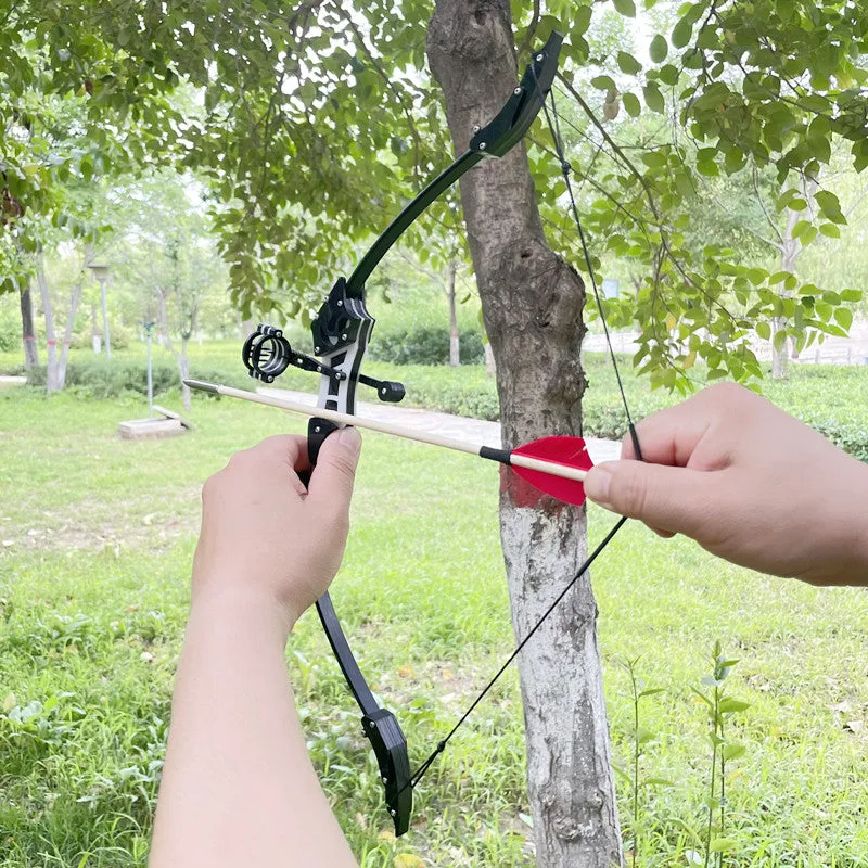 Mini Kids Outdoor Archery Recurve Bow 18 lbs Double Aiming Bow and Arrow Real Feather Arrow Darts Bamboo Stick Shooting