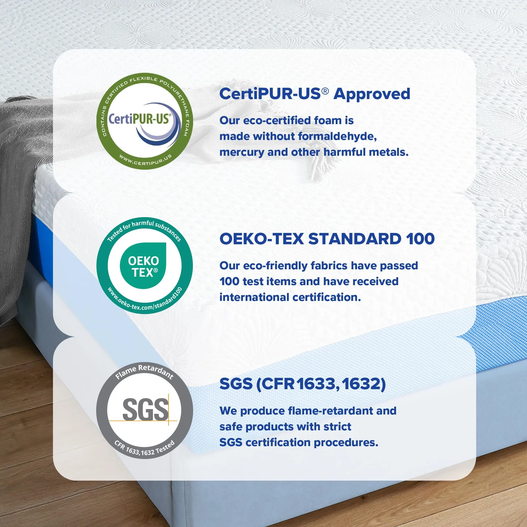 Olee Sleep Queen Mattress, 10 Inch Gel Memory Foam Mattress, Gel Infused for Comfort and Pressure Relief, CertiPUR-US Certified, Bed-in-a-Box, Medium Firm, Blue, Queen Size