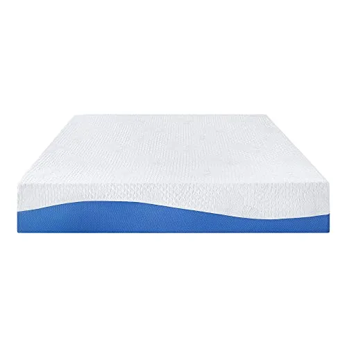 Olee Sleep Queen Mattress, 10 Inch Gel Memory Foam Mattress, Gel Infused for Comfort and Pressure Relief, CertiPUR-US Certified, Bed-in-a-Box, Medium Firm, Blue, Queen Size