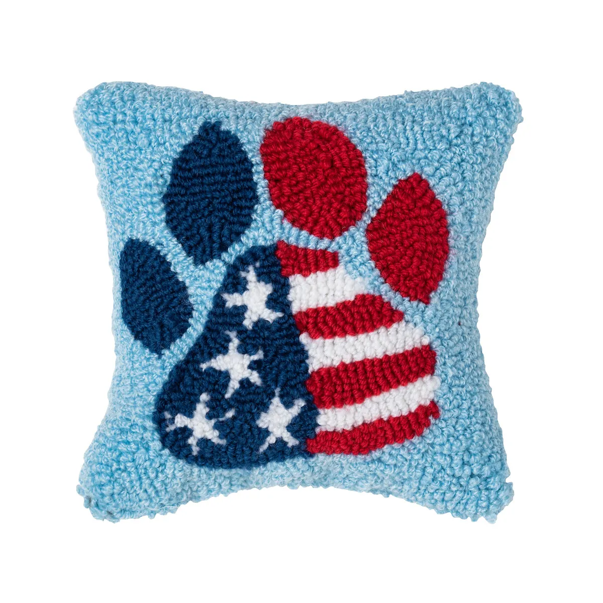 Patriotic Paw Hooked Mini Pillow