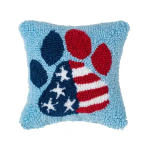 Patriotic Paw Hooked Mini Pillow
