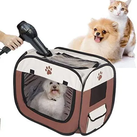 Pet Hair Drying Box,Portable Pet Hair Drying Box Folding Cage Travel Bag for Cats Dogs Portable Pet Hair Drying Box