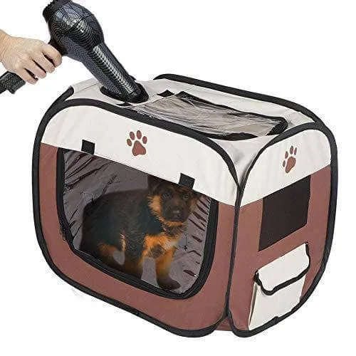 Pet Hair Drying Box,Portable Pet Hair Drying Box Folding Cage Travel Bag for Cats Dogs Portable Pet Hair Drying Box