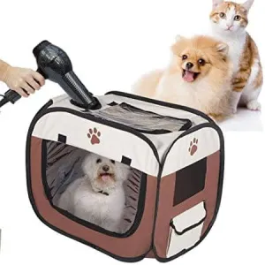 Pet Hair Drying Box,Portable Pet Hair Drying Box Folding Cage Travel Bag for Cats Dogs Portable Pet Hair Drying Box