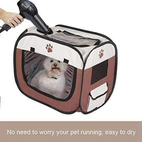 Pet Hair Drying Box,Portable Pet Hair Drying Box Folding Cage Travel Bag for Cats Dogs Portable Pet Hair Drying Box