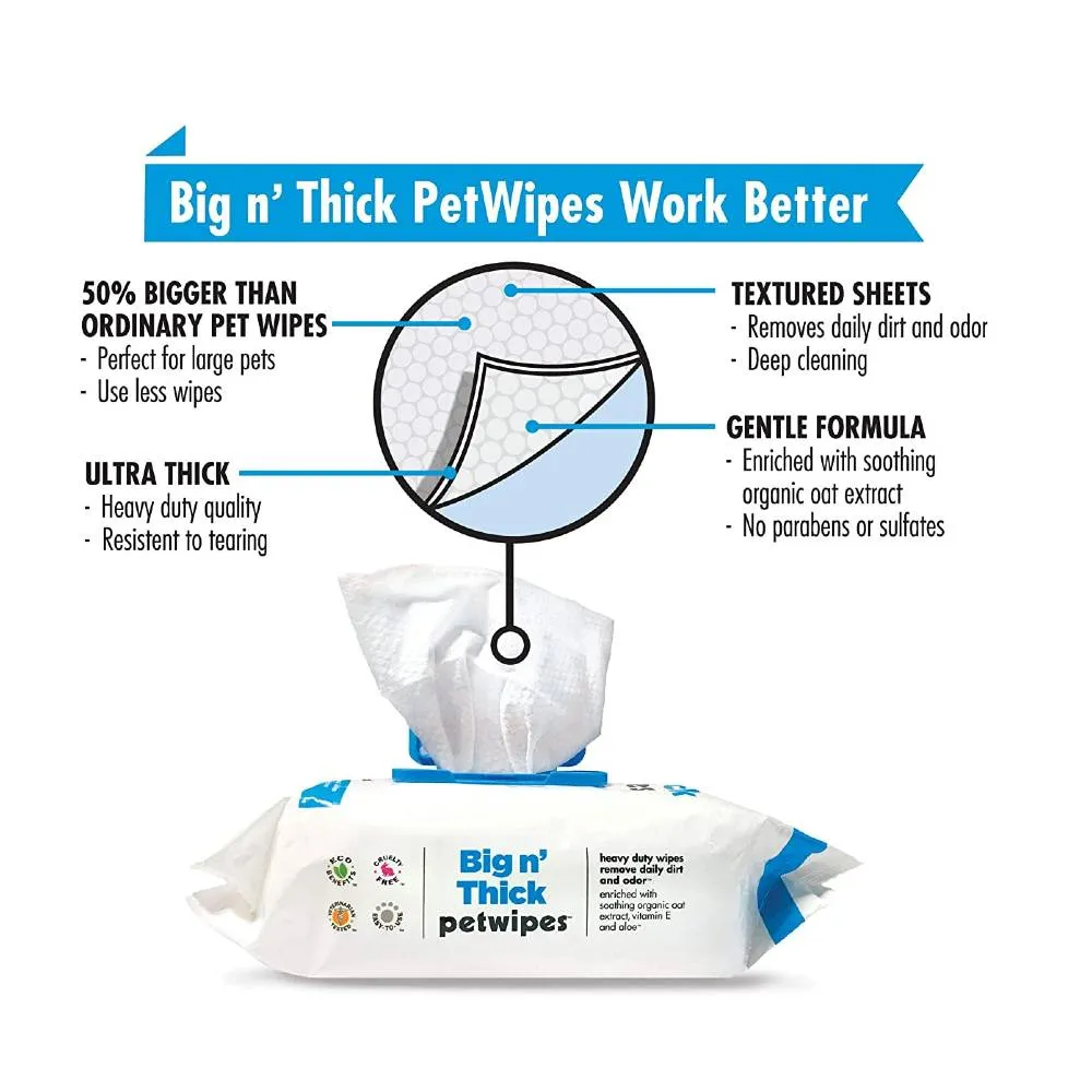 Petkin Big n Thick Oatmeal Petwipes, 100 wipes