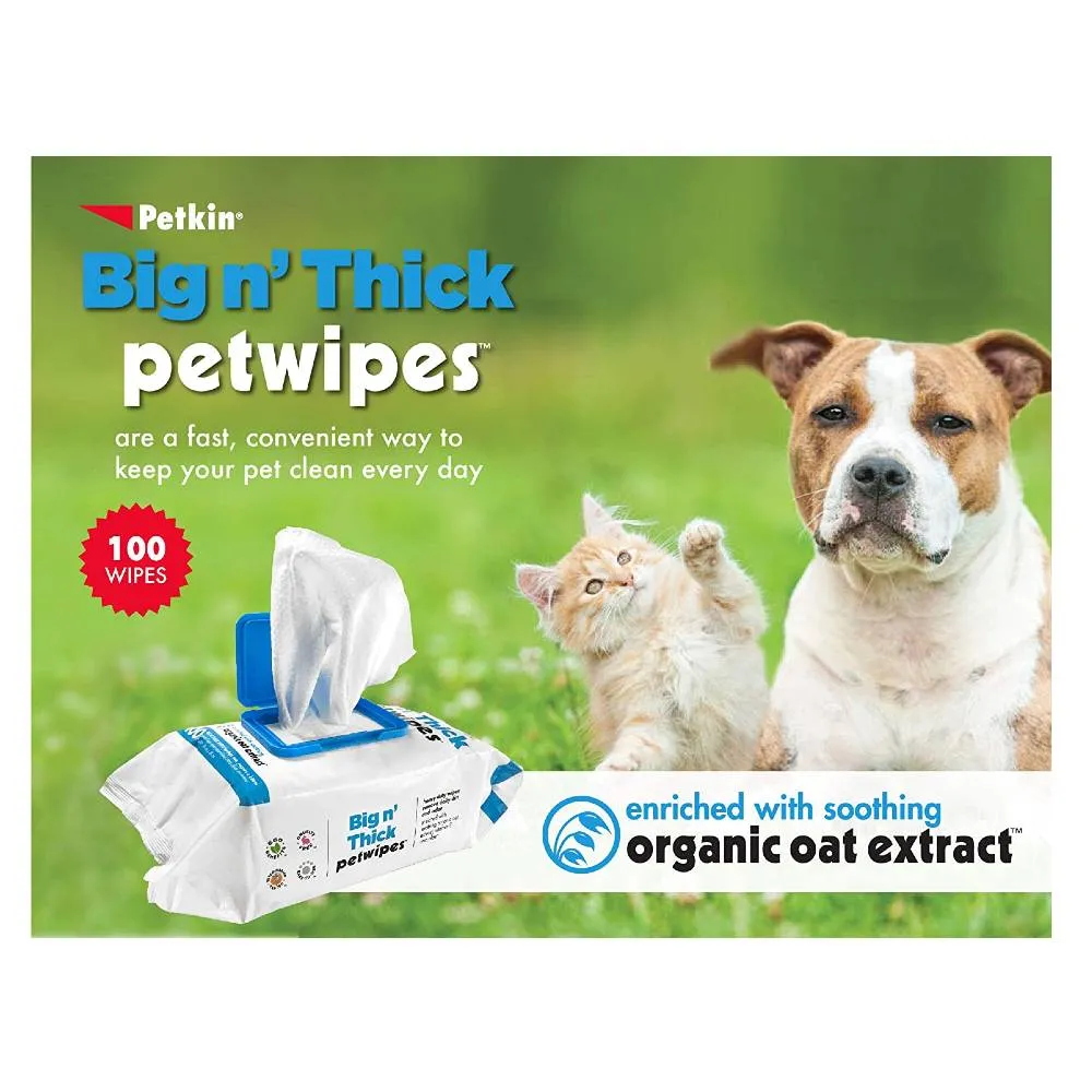 Petkin Big n Thick Oatmeal Petwipes, 100 wipes